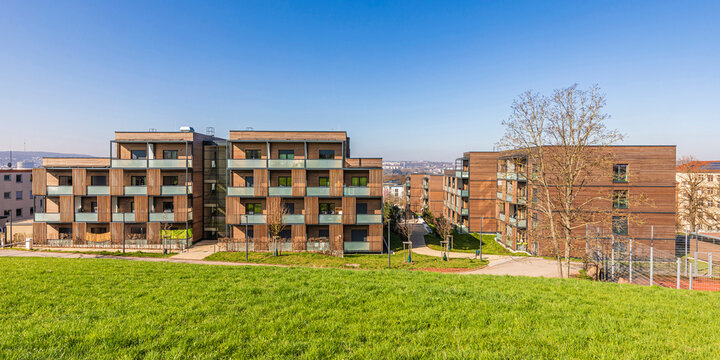 Modern apartment complex with wooden modules in Stuttgart, Germany