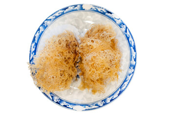 Top view of Delicate Dumpling Taro in bamboo basket, focus selective
