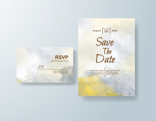 Wedding invitation with abstract watercolor background