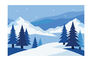 Naklejka premium vector illustration of a winter landscape