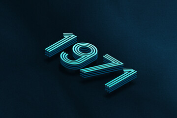 Blue Isometric layer 3d text effect of number 1971 on blue background.