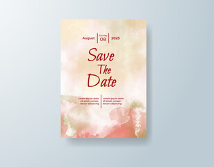 Wedding invitation with abstract watercolor background