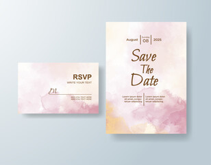 Wedding invitation with abstract watercolor background