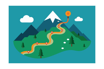 Naklejka premium vector illustration of mountain landscape