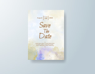 Wedding invitation with abstract watercolor background