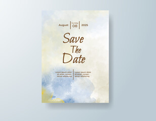 Wedding invitation with abstract watercolor background