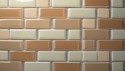 Close-up of brown ceramic subway tiles