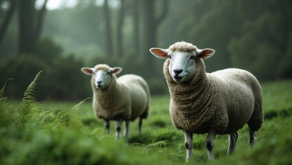 Obraz premium Careful Sheep Gaze Directly at Me