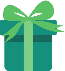 Teal Gift Box with Green Ribbon