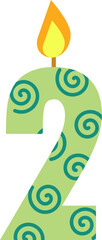Title: Swirly Green Number Two Birthday Candle