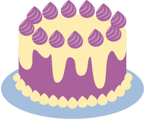 Purple and Yellow Drip Cake with Purple Swirls