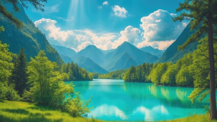 Obraz premium Canadian Emerald Lake in the Rocky Mountain Park during summer