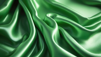 Fototapeta premium Luxurious emerald silk fabric backdrop