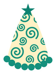 Obraz premium Title: Swirling Teal and Cream Party Hat with Star and Pom-Poms