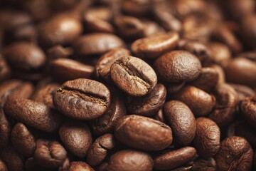 Naklejka premium Coffee beans arranged in a natural and inviting manner for brewing in the morning