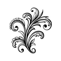 Elegant black floral swirl design perfect for classic borders and vintage embellishments.