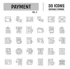 Fototapeta premium Payment icon set. Editable stroke. Vector illustration