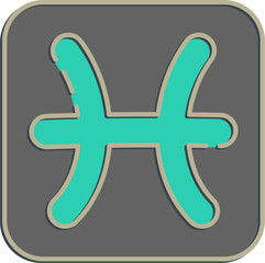 Fototapeta premium Icon pisces. Zodiac horoscope elements. Icon in embossed style.