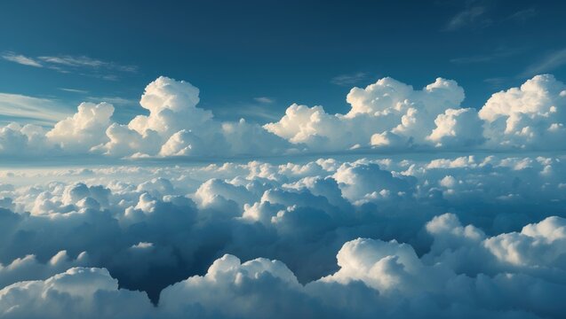 Dramatic sky with ornamental clouds and a deep blue hue - Powered by Adobe
