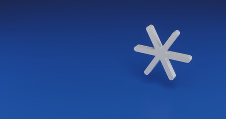 Isolated realistic white astrological sextile symbol with shadow. Located on the right side of the scene. 3d illustration on transparent background