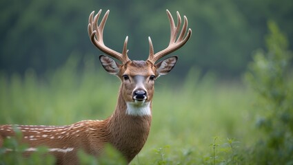 Close-up of Sambar deer (Rusa unicolor) in a Thailand national park