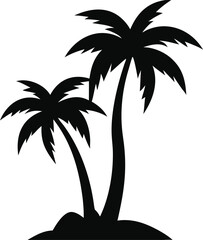 Obraz premium Two palm trees silhouette isolated on white background
