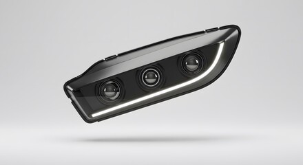 Fototapeta premium Sleek Modern Automotive Headlight Design Innovative Triple Lens LED Car Lighting System Futuristic Technology