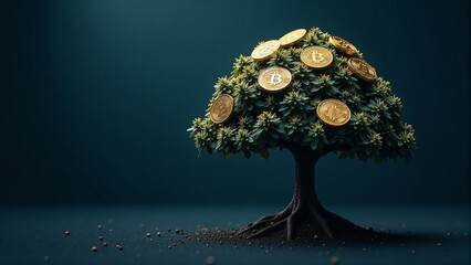 Bitcoin Tree With Gold Coins