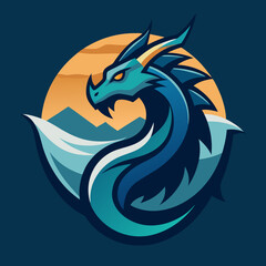 Sea Serpent with Stylized Wave Pattern vector illustration