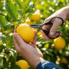 agriculteur qui récolte les citrons dans la plantation