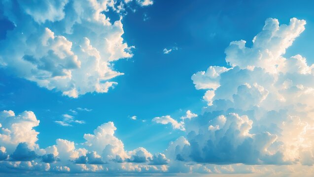 Timelapse of layered clouds including cumulus and cirrus against a vibrant blue sky with sun