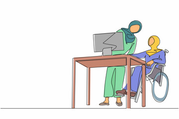 Continuous line drawing Wheelchair part 4 - Arabian Woman-20 [Converted]