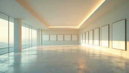 Obraz premium Contemporary Minimalist Interior with Bright Natural Light and Empty Wall Space