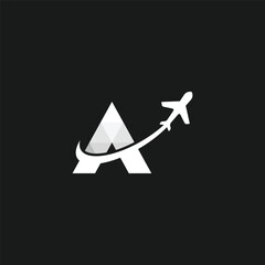 Letter A for Airplane logo design template