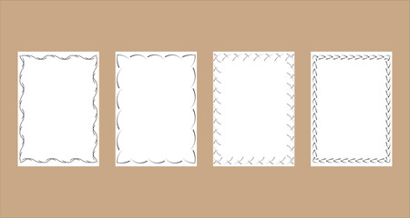 Hand-drawn vector border frames in minimalist sketch style. Perfect for stationery, invitations, scrapbooking, or digital design. Editable, clean, and elegant line art frames.