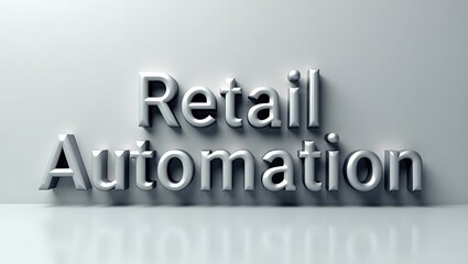 Retail automation text in three dimensional style on a plain background