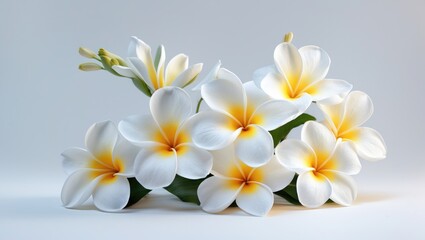 Fototapeta premium White Frangipani Flower on Tropical Background