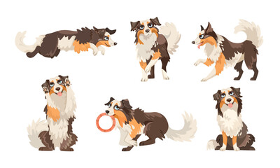 An adorable and playful Collie illustrated character set featuring joyful, expressive designs