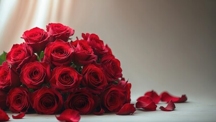 Red rose bouquet in basket on white background for Mother's Day or Valentine's Day