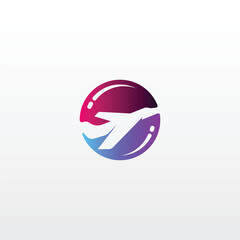 Letter A for Airplane logo design template