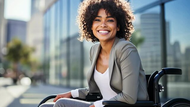 Embracing the urban outdoors: black woman in wheelchair.