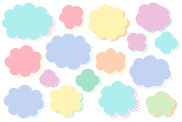 シンプルな雲形の吹き出しのカラーイラスト