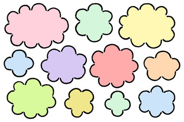 シンプルな雲形の吹き出しのカラーイラスト