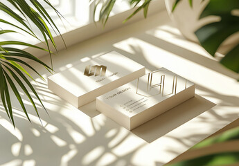 Two Business Cards Mockup Close To A Window