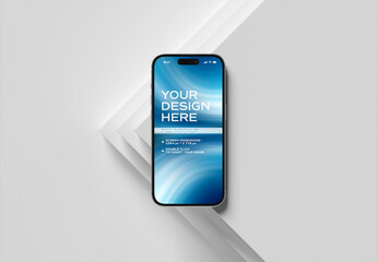 Modern Mobile Phone Mockup on White Squared Displays