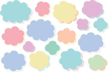 シンプルな雲形の吹き出しのカラーイラスト