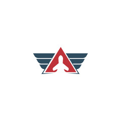 Letter A for Airplane logo design template