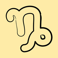 Icon capricorn. Zodiac horoscope elements. Icon in hand drawn style.
