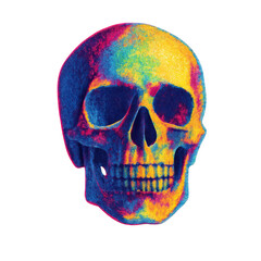 PNG Vibrant psychedelic skull design.