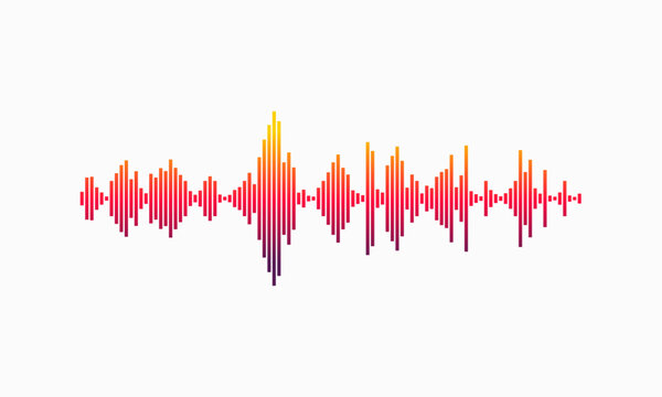 Colorful audio wave form graphic.